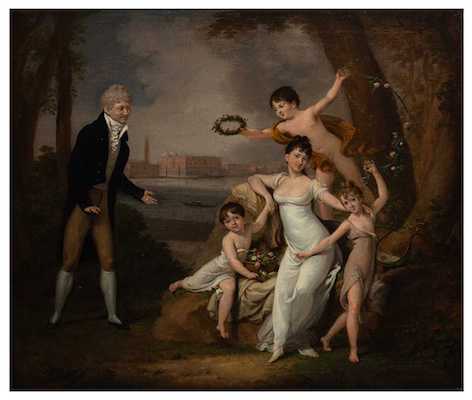 Teodoro Matteini (Italian, 1754 - 1831) An Allegory of Joy, Venetian canal and the Doge's Palace beyond 